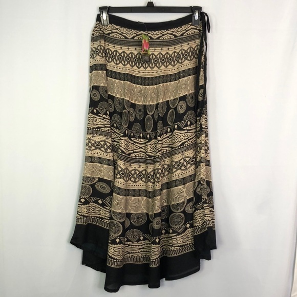 Unity Missy Woman Midi Bohemian Black/ Tan Skirt Size One Size - Picture 1 of 10